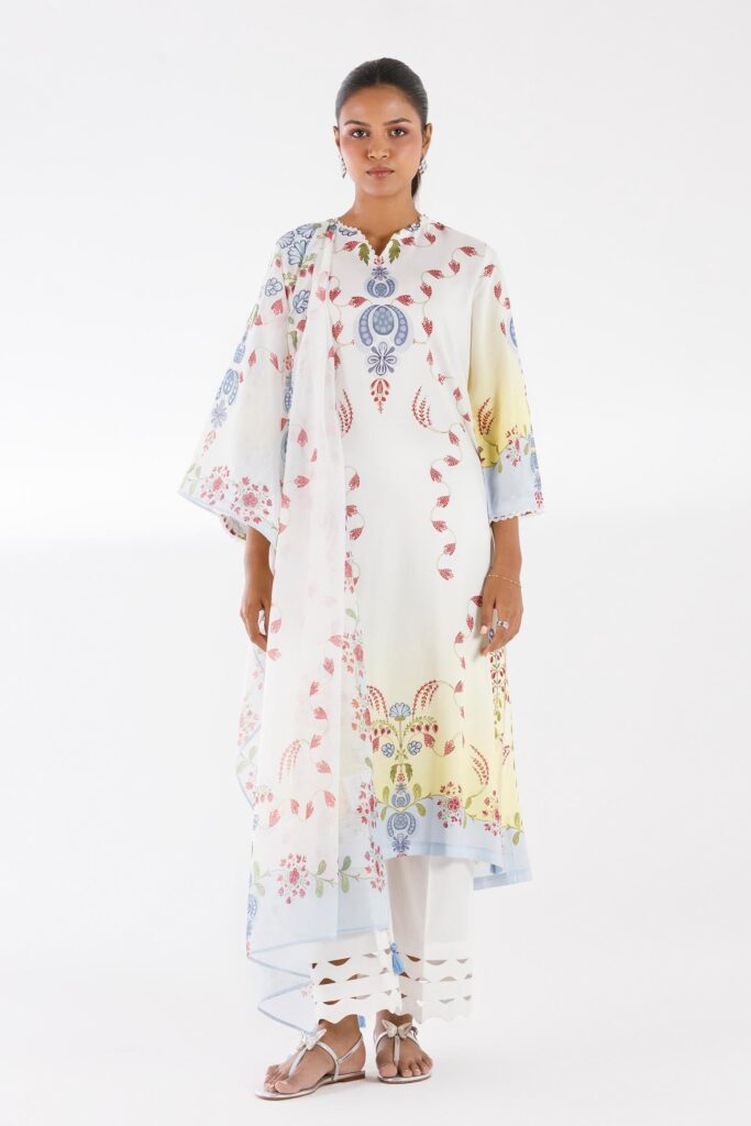 Stitched Printed Linen Shirt + Dupatta