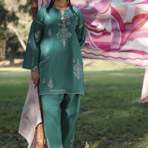 Stitched Embroidered Slub Lawn Shirt + Shalwar